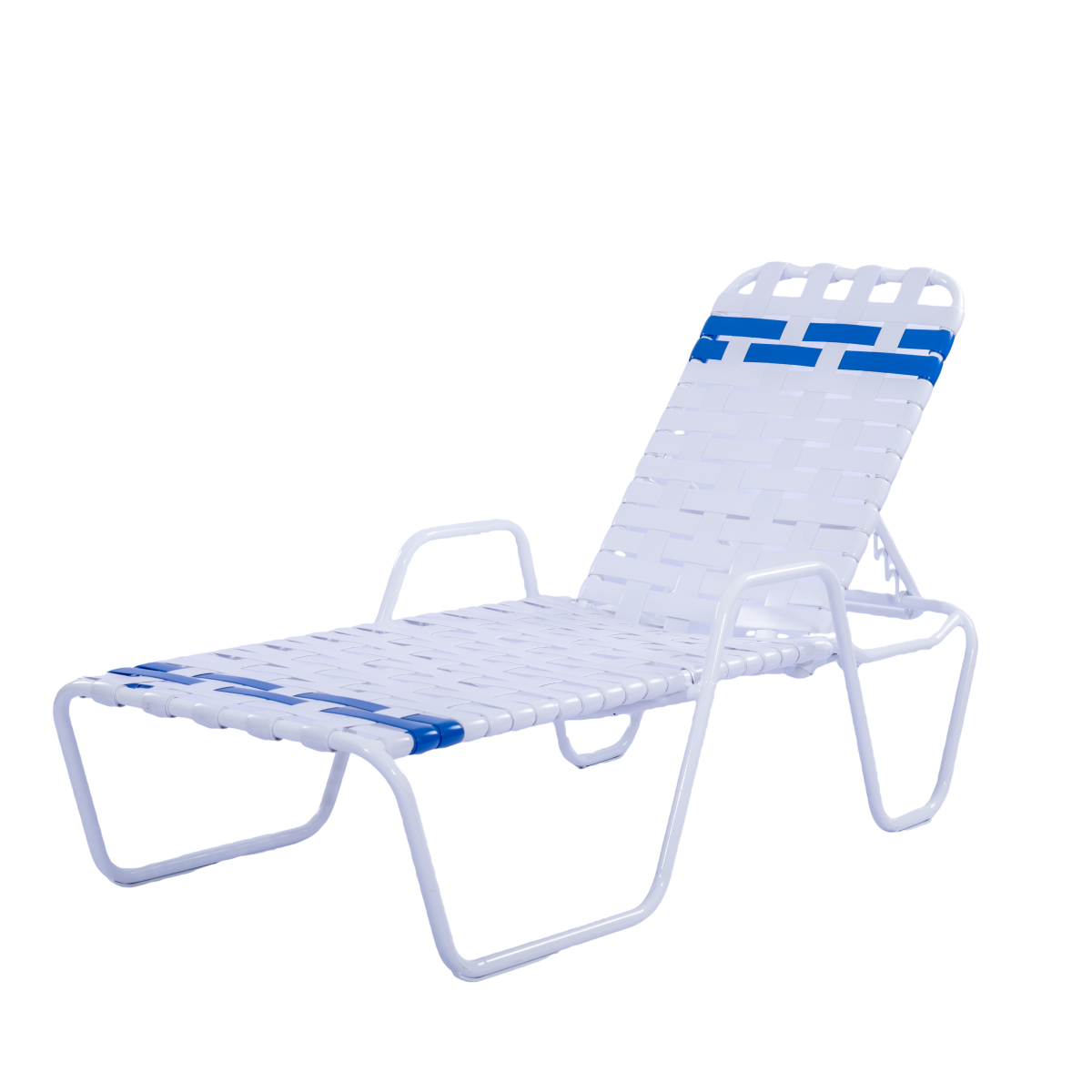 C145B 14-inch Basketweave Strap Chaise Lounge with Arms