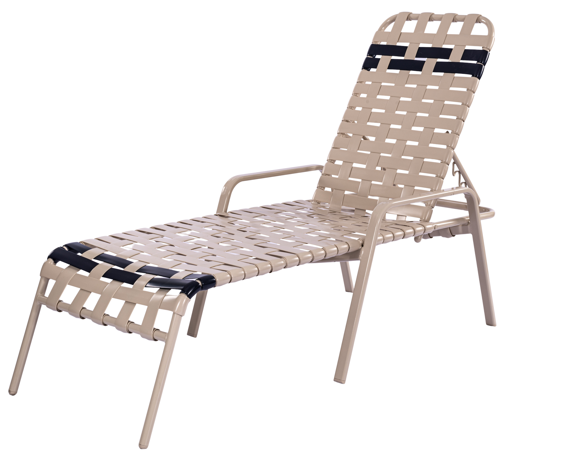 R165B 16-inch Basketweave Strap Chaise Lounge with Arms