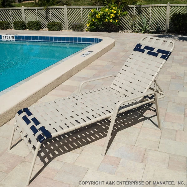 R165B 16-inch Basketweave Strap Chaise Lounge with Arms - Image 5